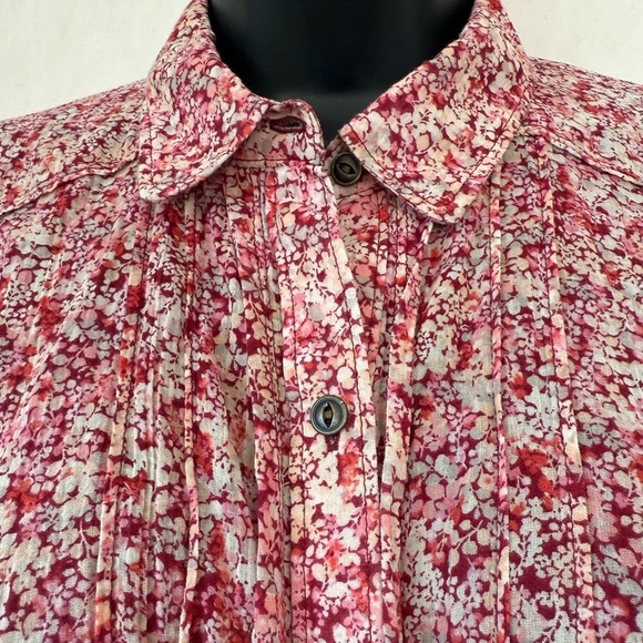Eddie Bauer Women's Sz M Button Down Collared Floral Blouse 100% Cotton - Picture 2 of 5